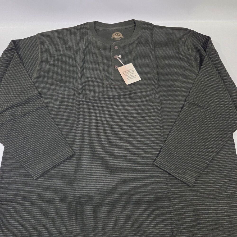 Cabelas Long Sleeve Knit Vintage Henley Loden Thermal Shirt 3XL NWT Green